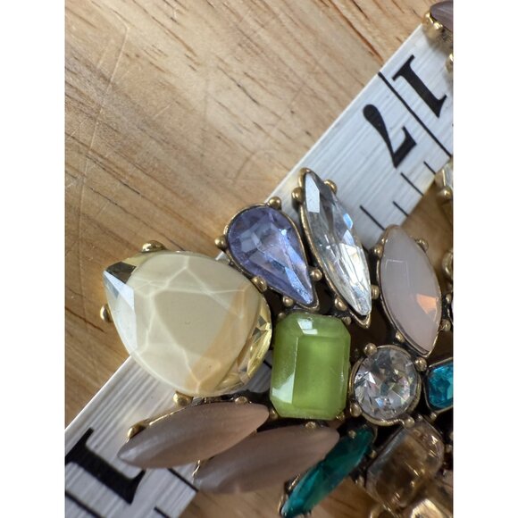 Stella & Dot Mae Trellis Statement Necklace Gold Chain Multicolor Gemstones 13.5 - Picture 11 of 12